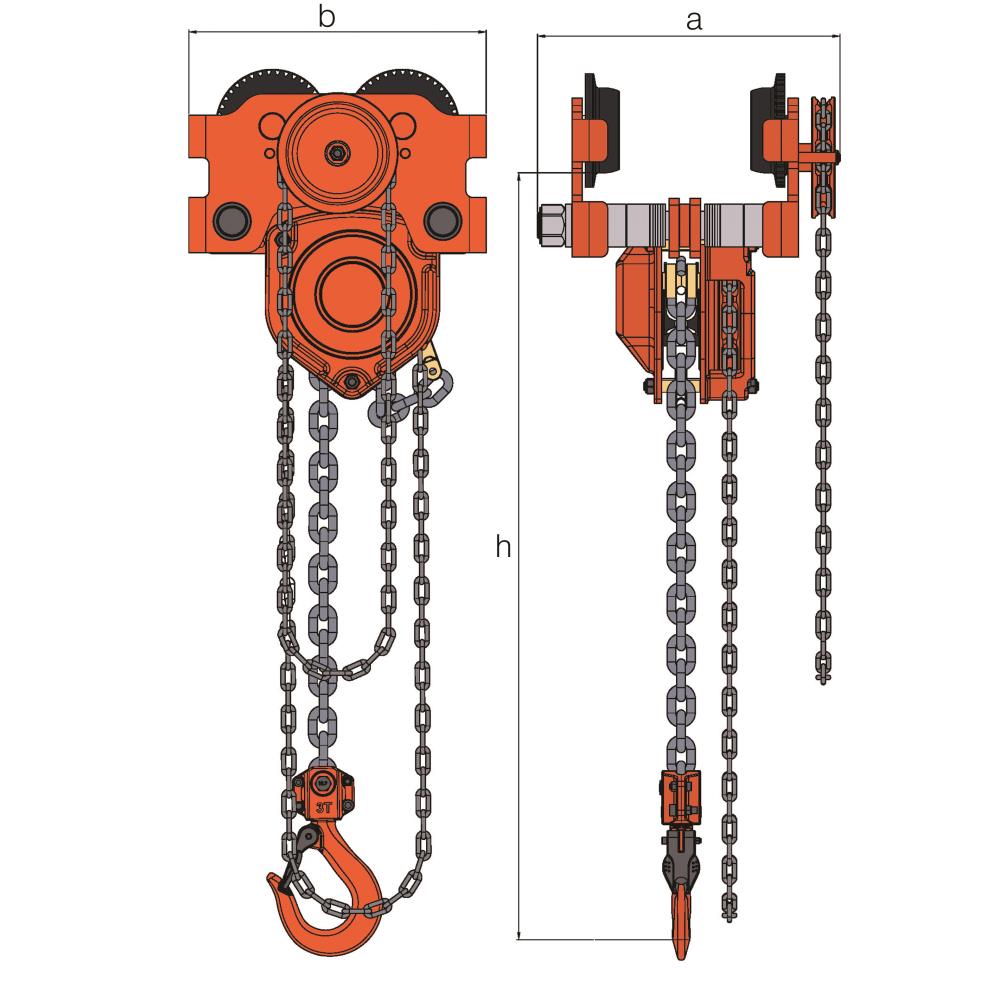 Hackett Chain hoist & Geared Trolley combined - Standard Beam Range WH-C4